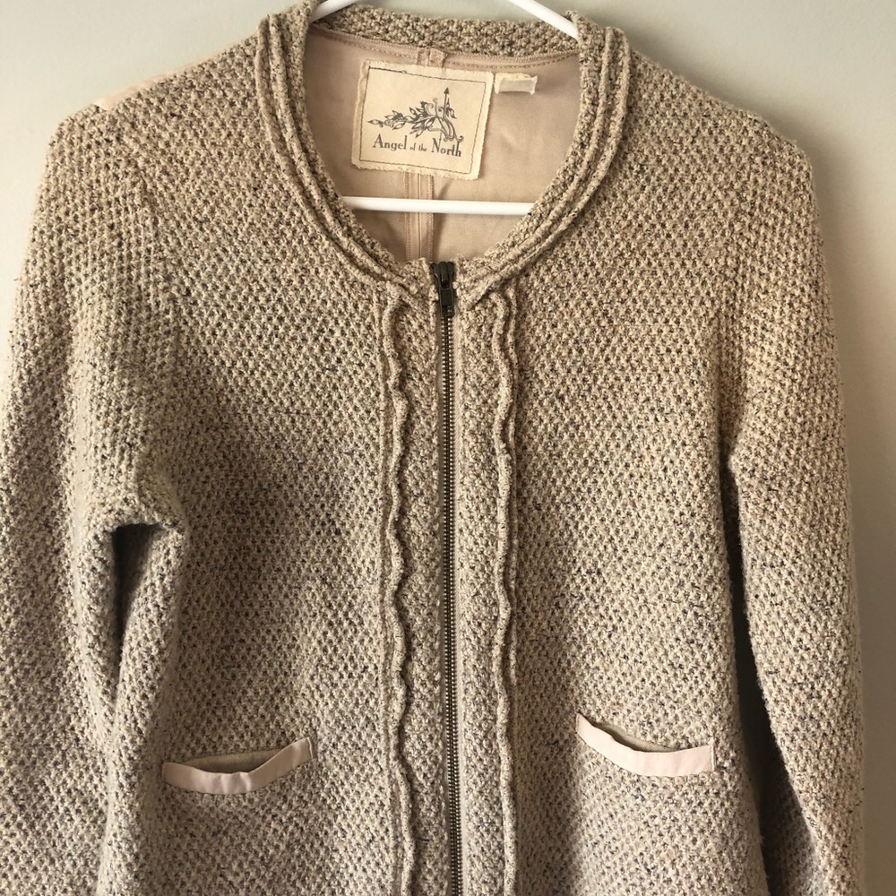 Anthropologie neutral color chic zip up jacket